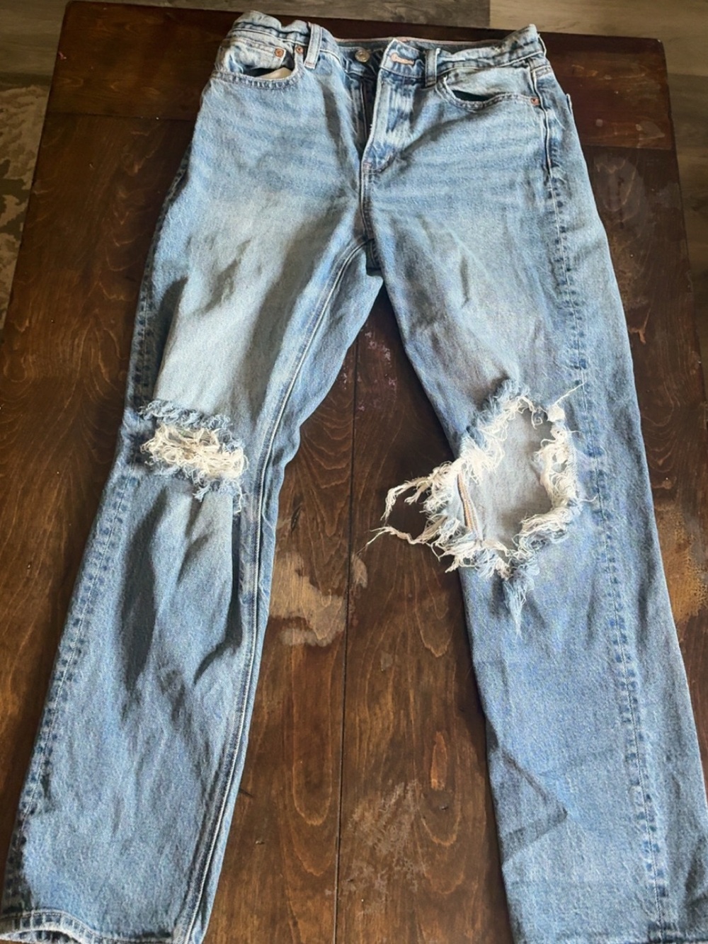 AE high rise distressed stretch jeans